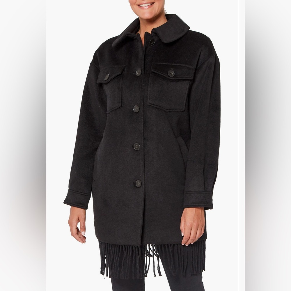 Sanctuary Black Fringe Coat